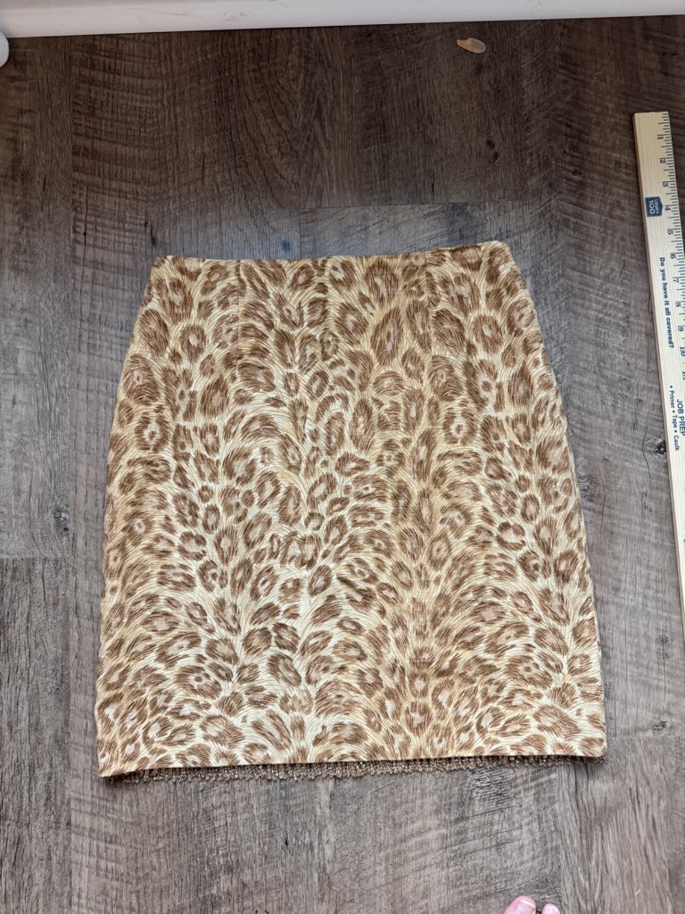 Leopard Print A-Line Mini Skirt in Tan and Cream